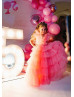 Hot Pink Tulle Tiered Flower Girl Dress